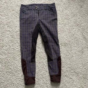 Piper by Smartpak 30R full seat brown plaid breeches